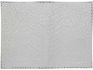 Обложка для паспорта натуральная кожа Питон, белый, сплошное тиснение по коже