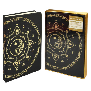 Ежедневник недат. А5 124л., кож.зам., тв.пер. "Софт-тач Мандалы черный" ляссе, в подароч. коробке