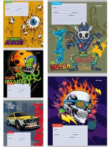 Тетрадь А5 24л лин. Проф-Пресс "Безумный микс" 5 диз.в спайке, белизна 100%