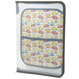 Папка для труда А4 1 отд. молн. вокруг  Крутые гонки, с откидн.планкой