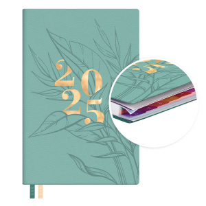 Еженедельник дат. 2025г, А6+  96л., кожзам., мягк.пер. "Буйвол Мятный" тисн. фольг., ляссе