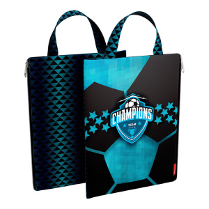 Папка А4 (250*335) с ручкой, молния, ткань "Champions", вертикальная