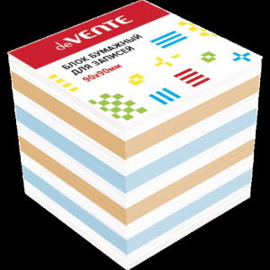 Блок бумаги для записи  (90*90*90мм) цветной, непроклеенный, 100г/м2