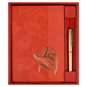 Набор Ежедневник недат А5 кожзам., мягк.пер., 120л. + ручка "Виннер красный" ляссе