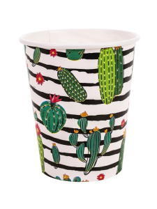 Стакан бум. "Кактусы в полоску" 250 мл, 6 шт. еврослот