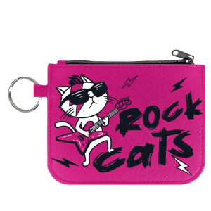 Кошелек-картодржатель Феникс+ "Рок-коты" 13*10см, кожзам., молния