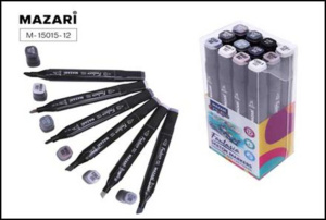 Набор маркеров для скетчинга 12цв. FANTASIA. Grey colors, двусторон., 3,0-6,2мм