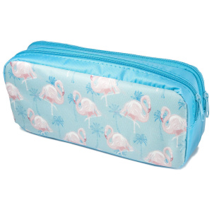 Пенал-косметичка (200*90*55) 2 отд., ткань, молния "Фламинго и пальмы"