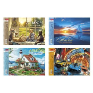 Альбом А4 40л гребень "Ассорти. Выпуск №4" пл. 100 гр/м, перф, 4диз.в блоке