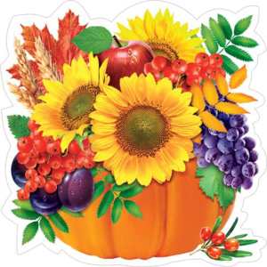 Украшение на скотче 26*26см "Тыква с букетом" блёстки