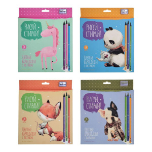 Карандаши цвет. 24цв "Рисуй и стирай" пластиковые с точилкой и ластиком