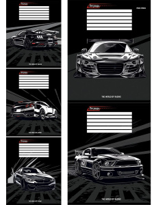 Тетрадь А5 12л косая лин. Проф-Пресс "Микса авто" твин.лак, 5 диз.в спайке