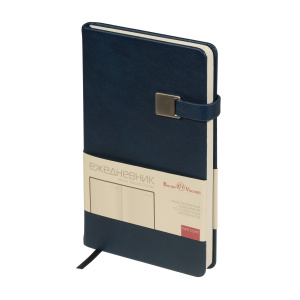 Ежедневник недат. А5 136л., кожзам, тв.пер. "Premier. Темно-синий" магнит.хлястик, ляссе
