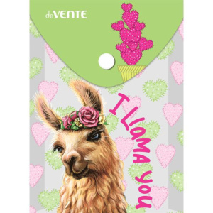 Конверт на кнопке А6- (114*158мм) 0,15мм "Lama you" непрозрачный с рисунком