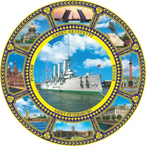 Магнит сувенирный, тарелка 7см СПБ