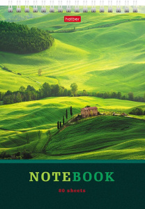 Блокнот А5  80л гребень "Зелёные долины" клетка, жестк.подл.