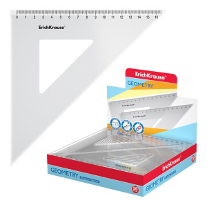 Угольник пласт. 16см 45гр. Clear , прозр., дисплей