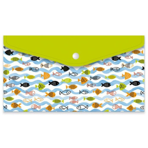 Конверт на кнопке  с рисунком 260*140мм, Подводный мир