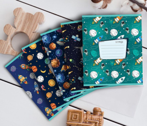 Тетрадь А5 18л лин. ПЗБМ "Ракеты" тисн.фольгой, белизна 100%