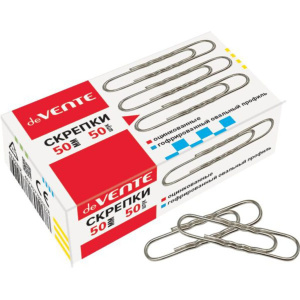 Скрепки 50мм -  50шт. гофрированные оцинкованные, карт.уп.