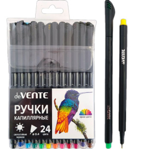 Набор капиллярных ручек "deVENTE. Drops" 0.4мм, 24цв.,черный корпус