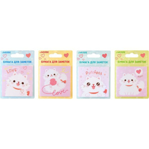 Бумага с липким краем  30л, фигурная White kitty,  ассорти