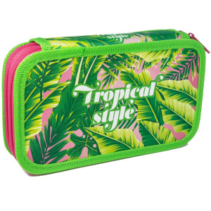 Пенал 2 отд. (190*105) Тропический узор, soft, тканевый торец