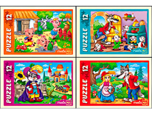 Пазл 12 элементов 17*13см "Любимые зарубежные сказки"