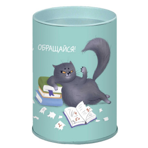 Копилка-подставка для канцелярских принадлежностей металл "Озорные котики" 10,4*7,5*7,5см