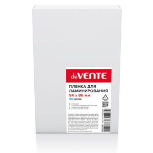 Плёнка д/ламинирования deVente 54x86 мм, 125мкм, 100шт/уп