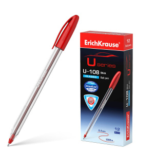 Ручка шар. ЕК ULTRA GLIDE CLASSIC STICK U-108 красная, прозр.корп.1мм