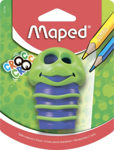 Точилка пласт. с контейнером  2 отв. CROC CROC, растягивающийся контейнер, блистер