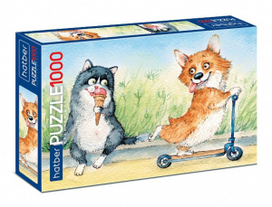 Пазлы 1000 элементов  680*480мм. "Из жизни корги" Premium