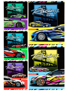 Тетрадь А5 48л ЛИН. Проф-Пресс "Спорткар под мостом" 5 диз.в спайке