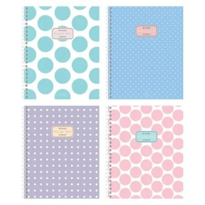 Тетрадь А5  96л кл. гребень Hatber "Горохи" софт-тач, многоцв.срез, перф.на отрыв,4диз.в блоке