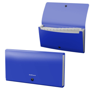 Папка 12 отд. на кнопке 260*138мм Matt Classic, check size, синяя