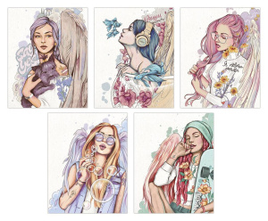 Тетрадь А5 48л кл. Альфа-Тренд "Ангелы" твин УФ-лак, белизна 100%