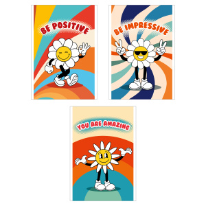 Блокнот А6  24л скоба "Ромашка-смайл" клетка, ВД-лак