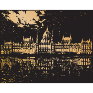 Гравюра 20*25см с эффектом золото "Будапешт"