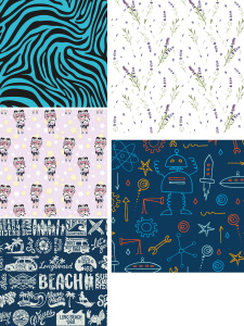 Набор упаковочной бумаги 70*100см "На стиле" ассорти, 5 дизайнов, 50шт в уп в рулонах