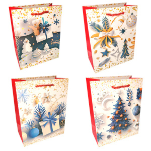 Пакет подар. бум. новогодн. 18*23*10 см 210 гр/м2 "Новогодняя тема"