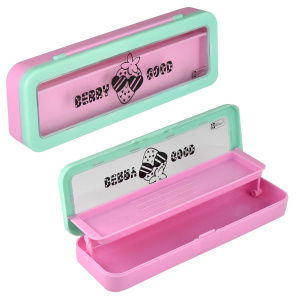 Пенал пластиковый (215*70*30) "Клубника" замок-защелка, шелкография