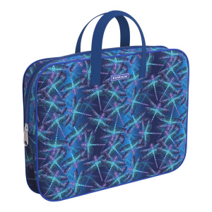 Папка А4 (360*290*70) с ручками, молния, ткань "Dragonflies"