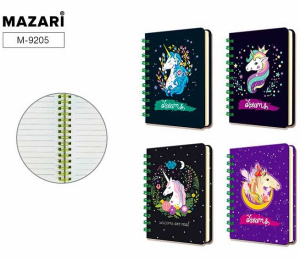 Блокнот А6 7БЦ гребень  60л  "Единорог" лин., 4 дизайна