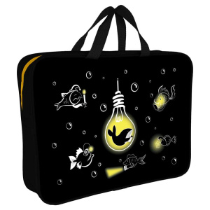 Папка А4 (360*270*80) с ручками, молния, ткань "Под водой "