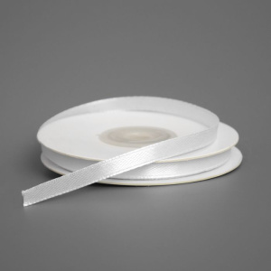 Лента упаковочная атласная  6мм, 22м белая