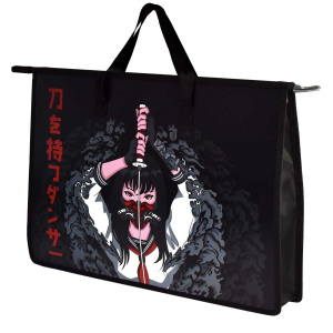 Папка А3 (450*330*90) с ручками, молния, пластик "Танец с катаной"