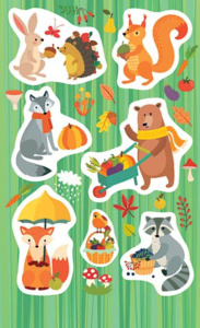 Наклейки детские 15*9см  "Осенние животные"