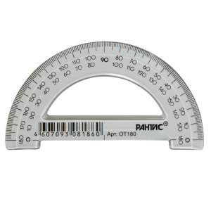 Транспортир 180гр. 10 см пласт. тонир. с фасками