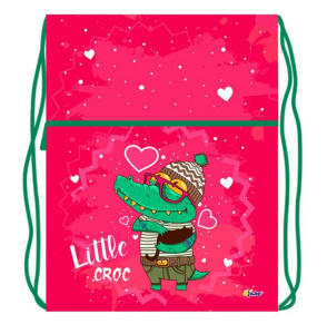 Мешок для обуви 1 отд, карман на молнии, сеточка 410*490 Крокодильчик